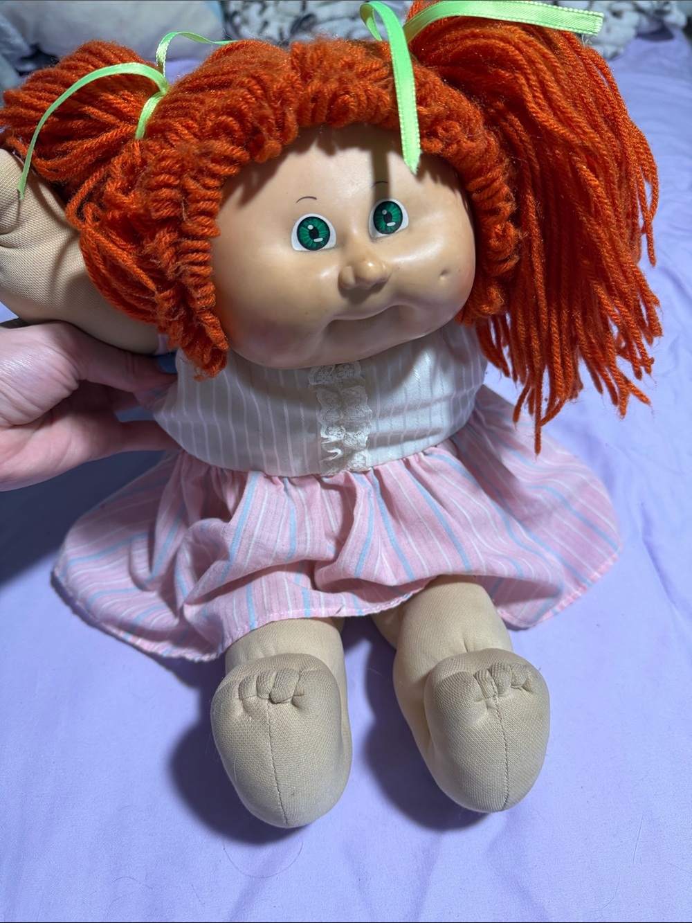 Plush Rag Doll with Orange Yarn Hair in Pink Dress - Picture 2 of 5